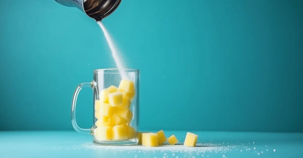 Différents substituts du sucre présentés sur une table